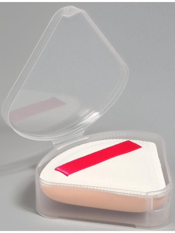 Спонж для макияжа, с держателем, d=5 см, в футляре, треугольный, бежевый