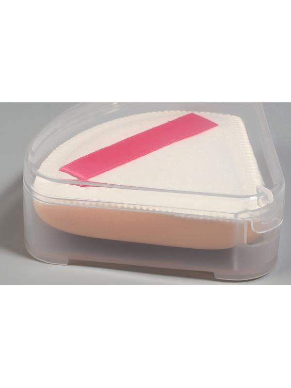 Спонж для макияжа, с держателем, d=5 см, в футляре, треугольный, бежевый