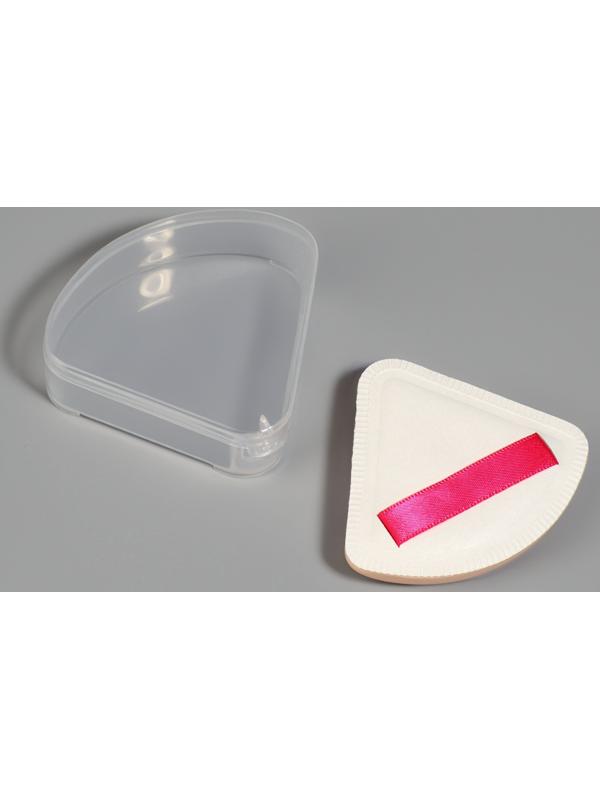 Спонж для макияжа, с держателем, d=5 см, в футляре, треугольный, бежевый