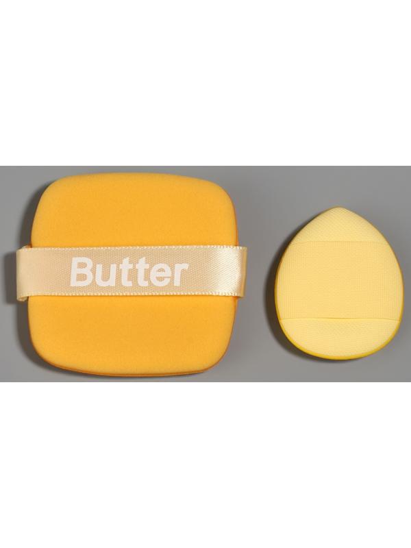 Спонжи для макияжа, в футляре, набор 2 шт.: спонж «капля», пуховка, жёлтые