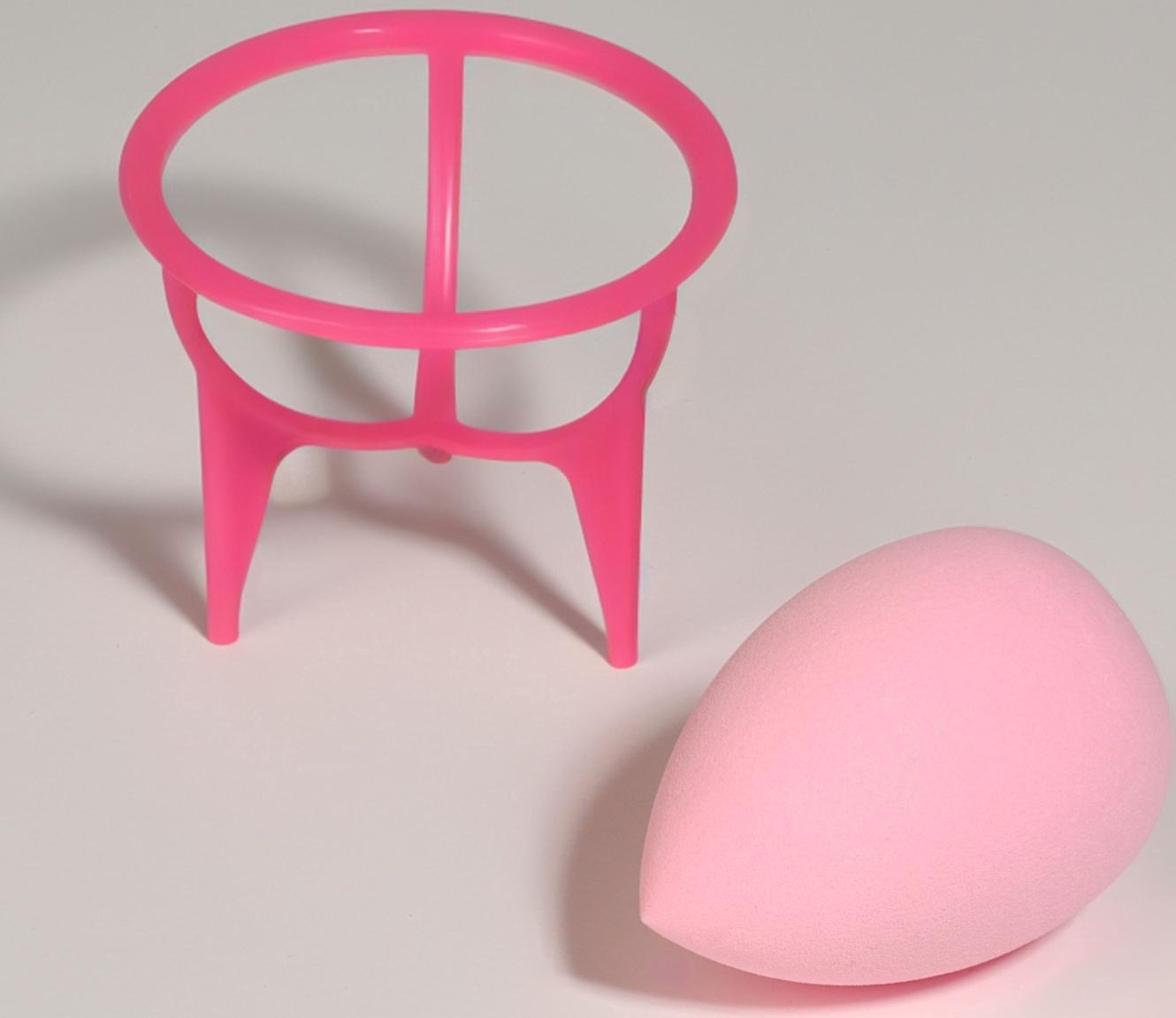 Спонж для макияжа «Капля», 6×8 см, с подставкой, розовый