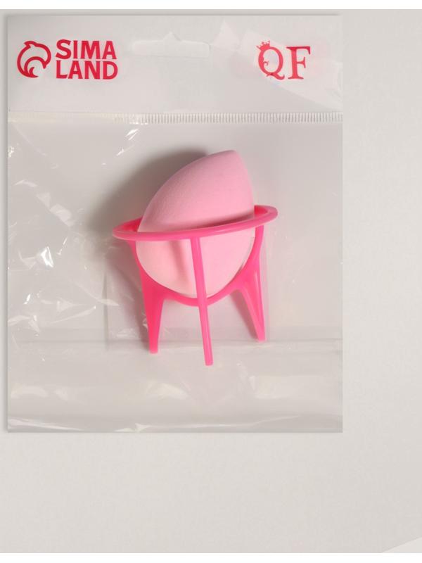 Спонж для макияжа «Капля», 6×8 см, с подставкой, розовый