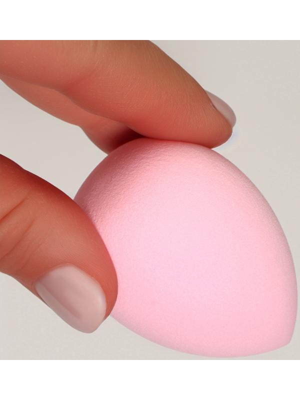 Спонж для макияжа «Капля», 6×8 см, с подставкой, розовый
