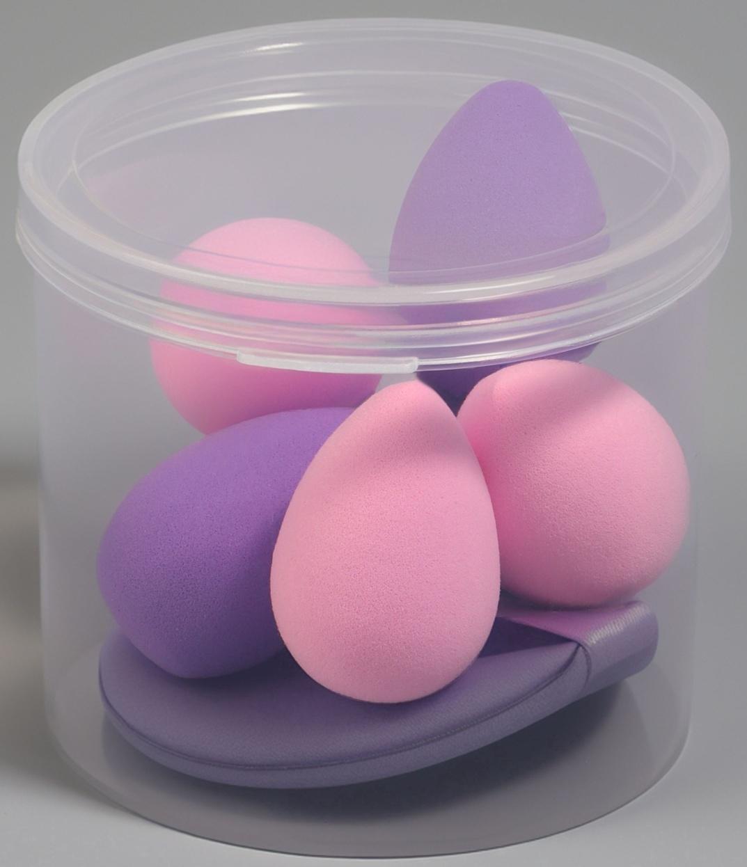 Спонжи для макияжа, в футляре, набор - 7 шт., МИКС