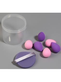 Спонжи для макияжа, в футляре, набор - 7 шт., МИКС