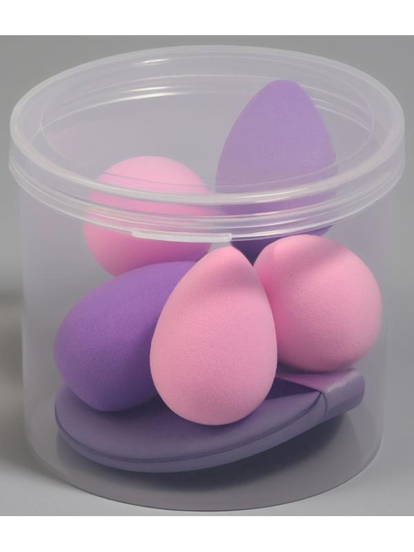 Спонжи для макияжа, в футляре, набор - 7 шт., МИКС