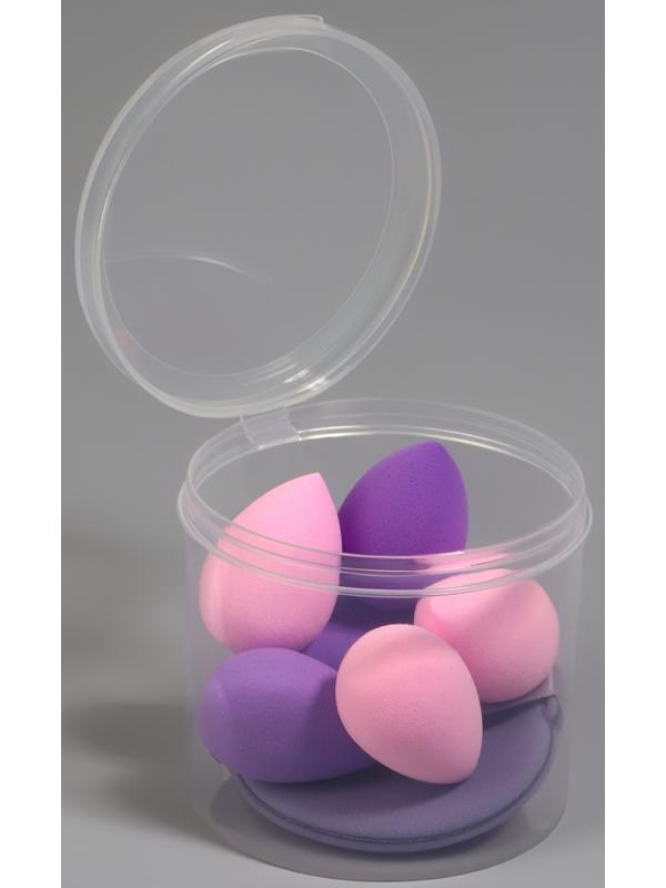 Спонжи для макияжа, в футляре, набор - 7 шт., МИКС