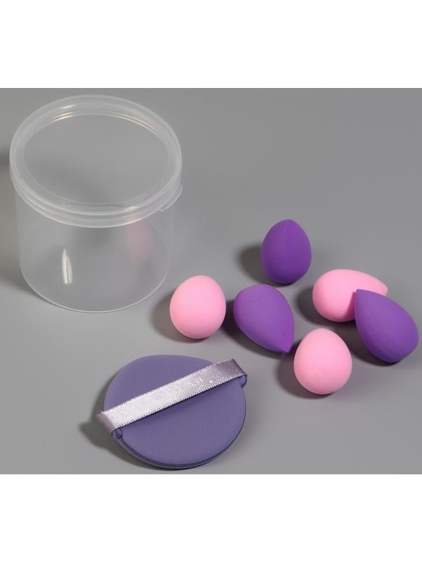 Спонжи для макияжа, в футляре, набор - 7 шт., МИКС