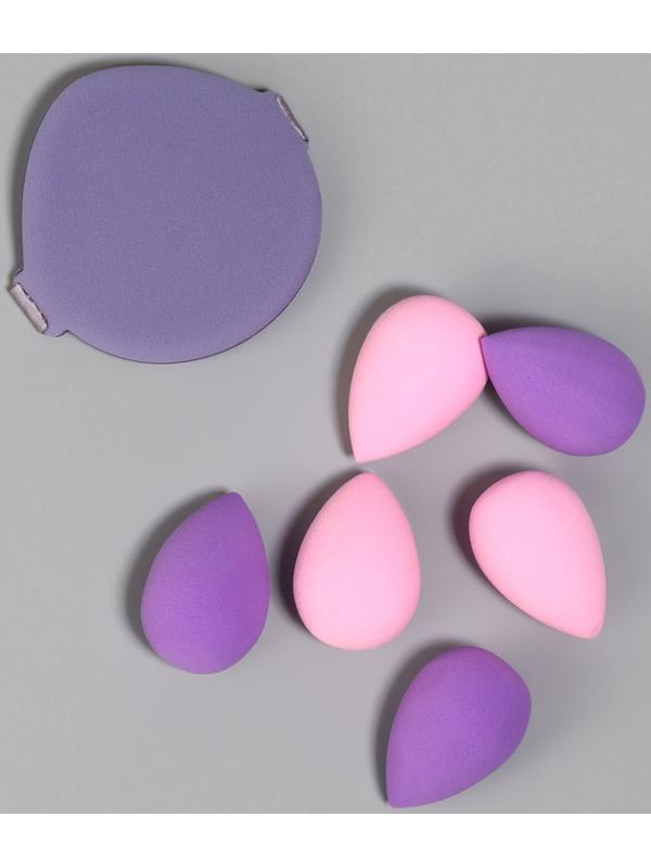 Спонжи для макияжа, в футляре, набор - 7 шт., МИКС