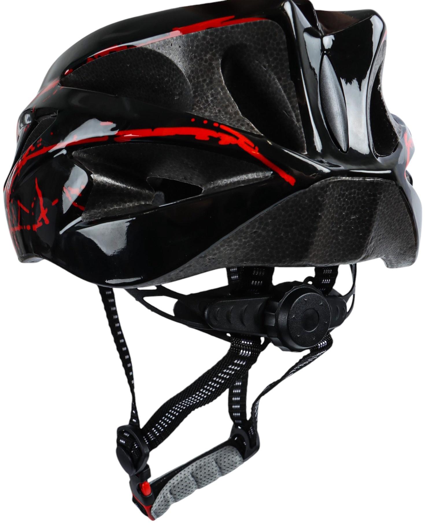 Шлем велосипедиста, L, чёрный с красными вставками