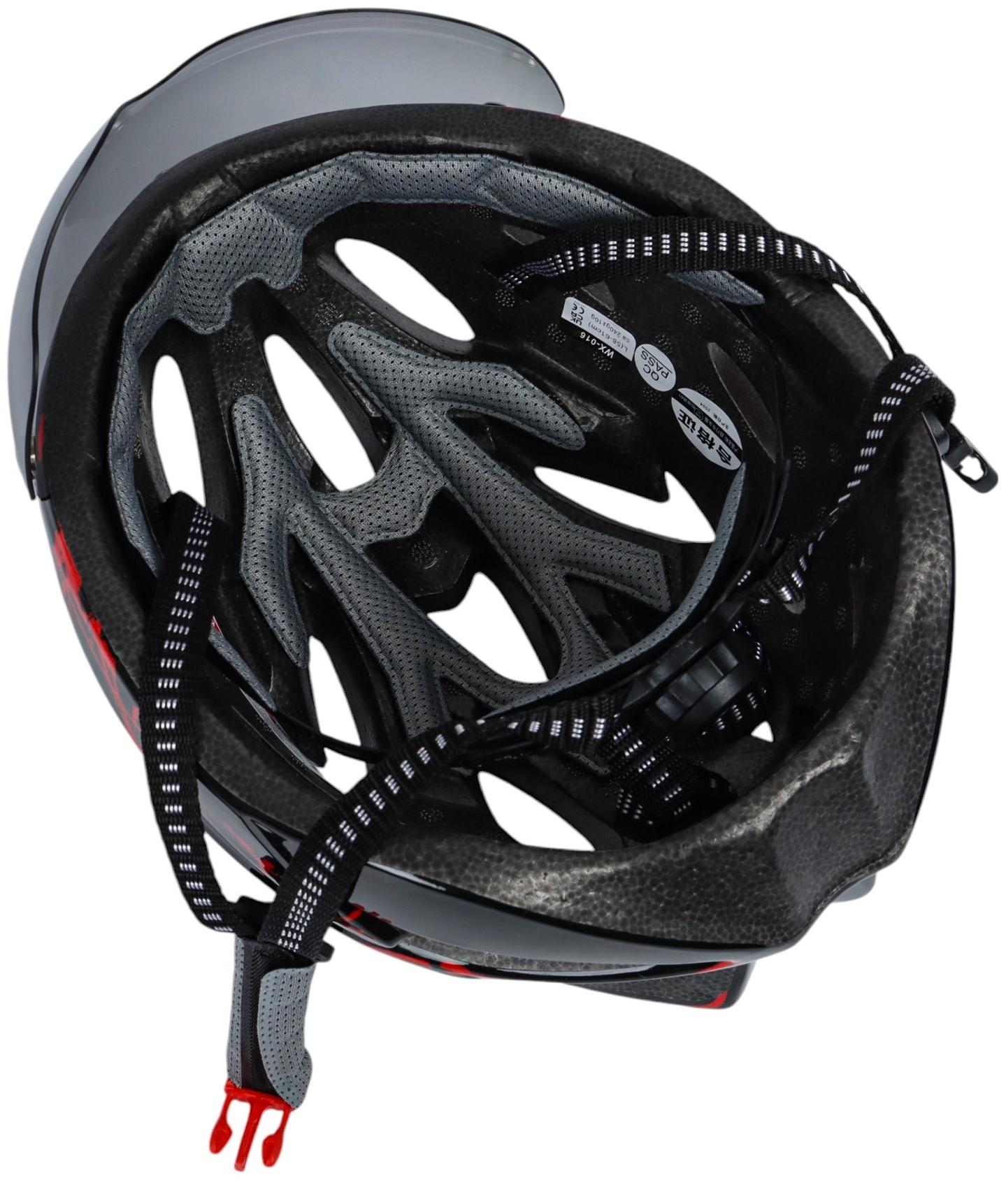 Шлем велосипедиста, L, чёрный с красными вставками