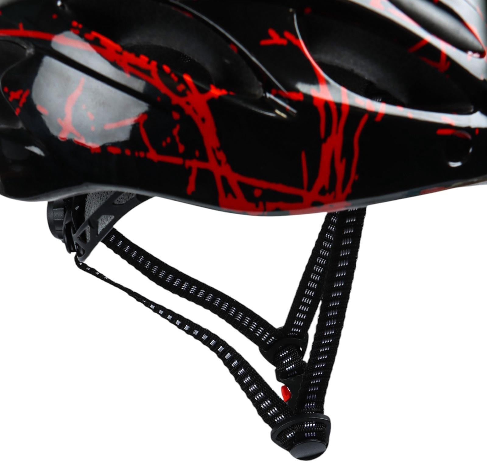 Шлем велосипедиста, L, чёрный с красными вставками