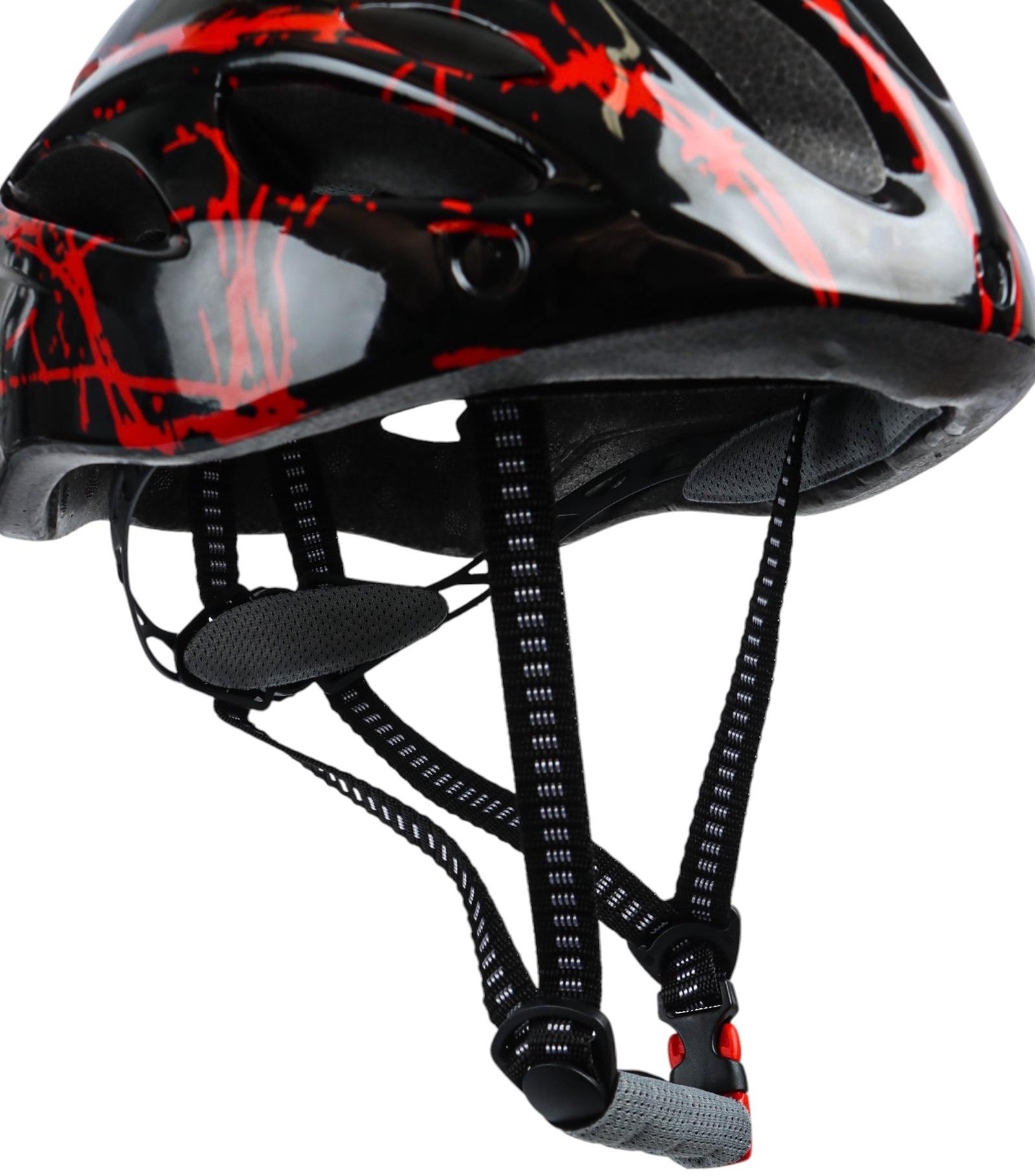 Шлем велосипедиста, L, чёрный с красными вставками