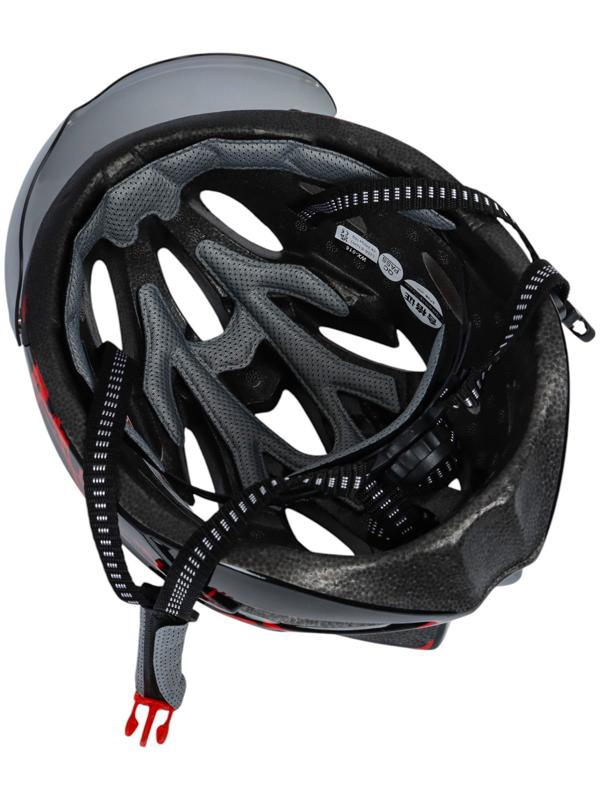 Шлем велосипедиста, L, чёрный с красными вставками