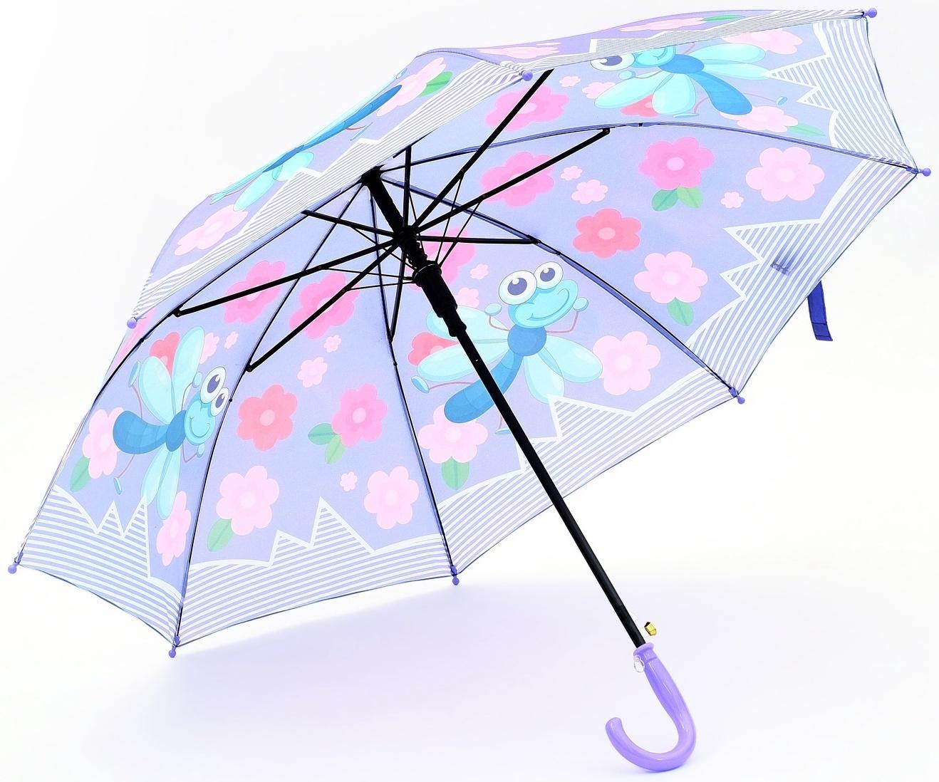 Зонт - трость детский «Животные», полуавтоматический, R=43/50 см, D = 86 см, МИКС