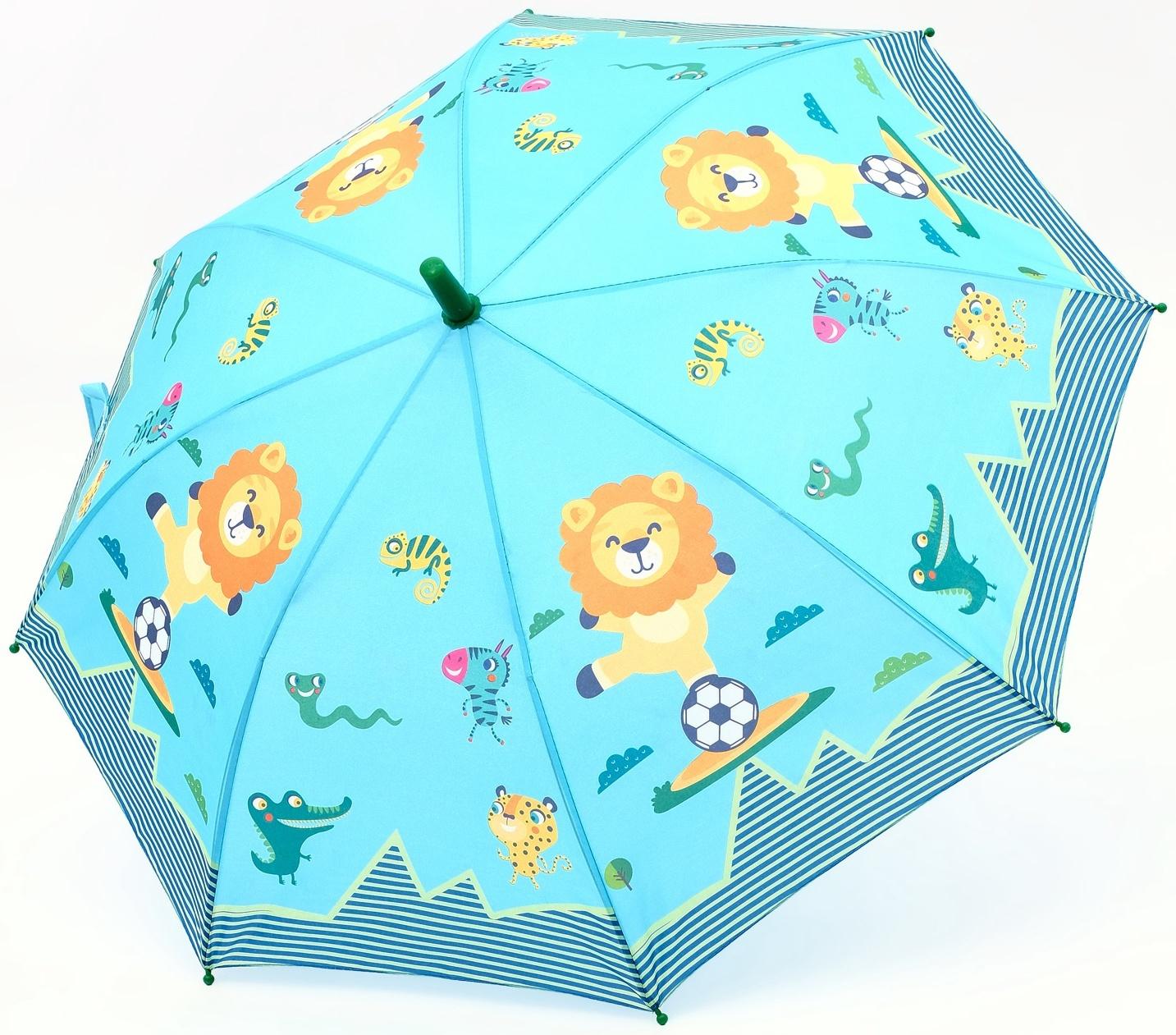 Зонт - трость детский «Животные», полуавтоматический, R=43/50 см, D = 86 см, МИКС
