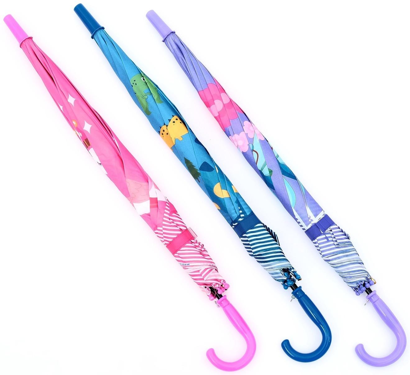 Зонт - трость детский «Животные», полуавтоматический, R=43/50 см, D = 86 см, МИКС