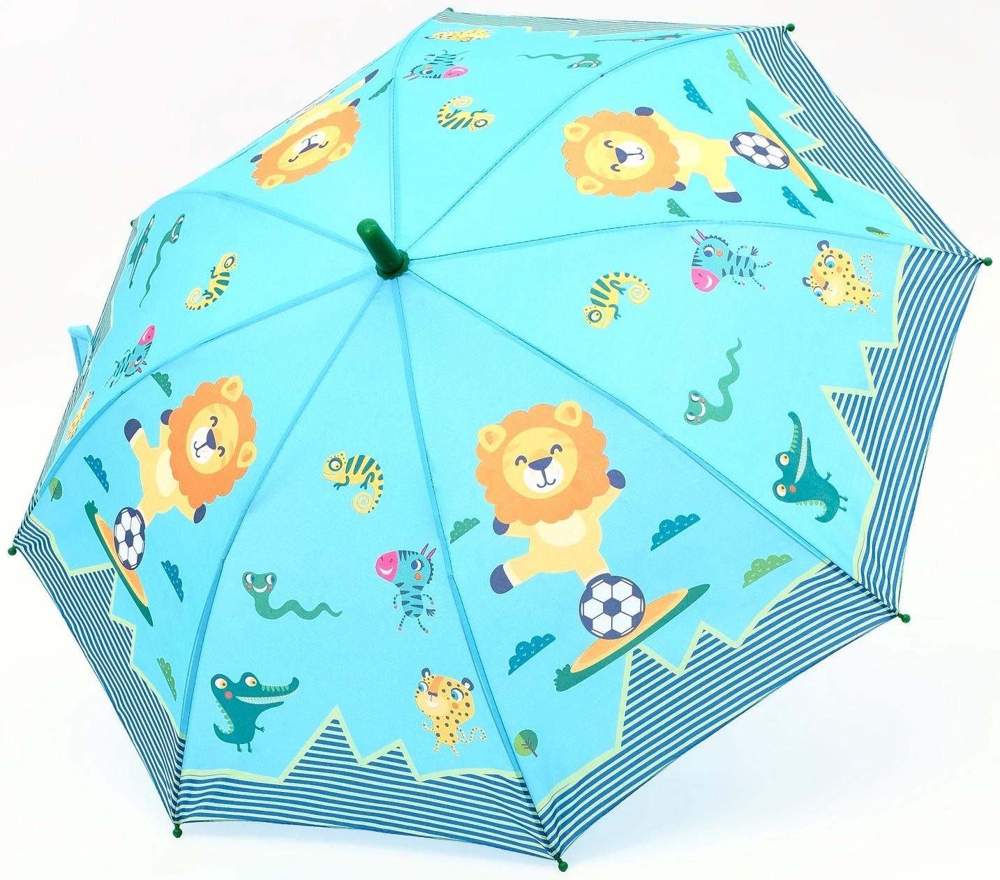 Зонт - трость детский «Животные», полуавтоматический, R=43/50 см, D = 86 см, МИКС