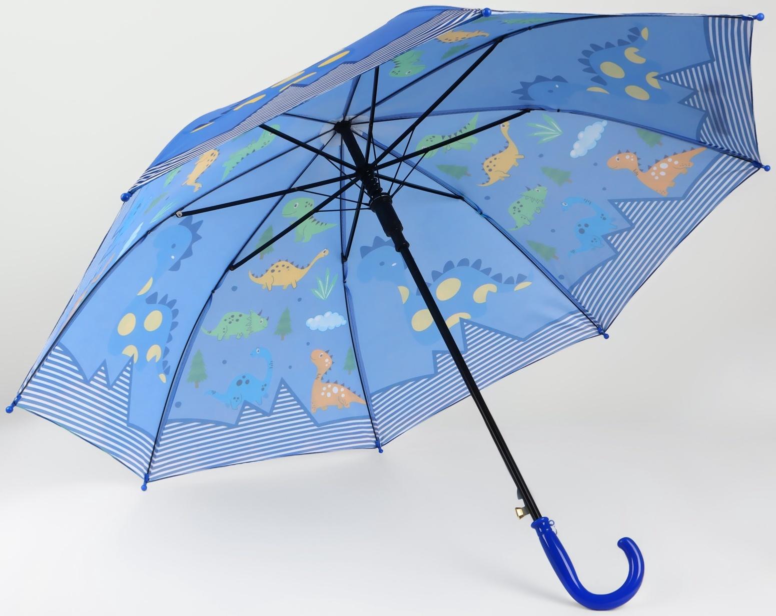 Зонт - трость детский «Животные», полуавтоматический, R=43/50 см, D = 86 см, МИКС