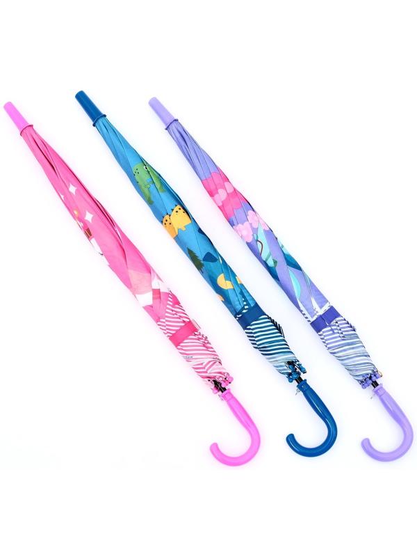 Зонт - трость детский «Животные», полуавтоматический, R=43/50 см, D = 86 см, МИКС