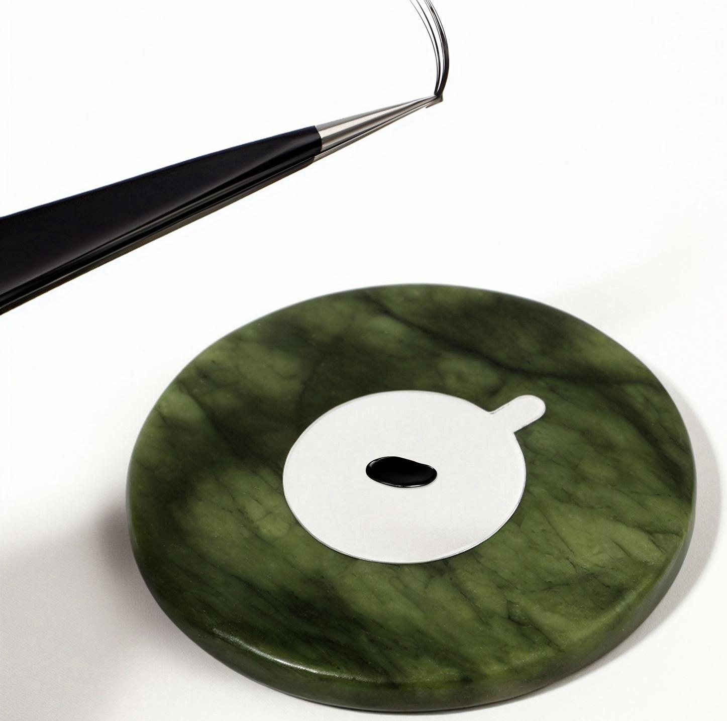 Камень под клей для наращивания ресниц, d=5 см, круглый, изумрудный