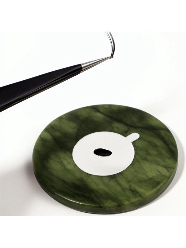 Камень под клей для наращивания ресниц, d=5 см, круглый, изумрудный