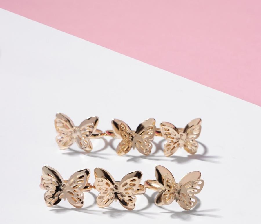 Кольцо детское Выбражулька «Бабочка ажурная», цвет золото, безразмерное