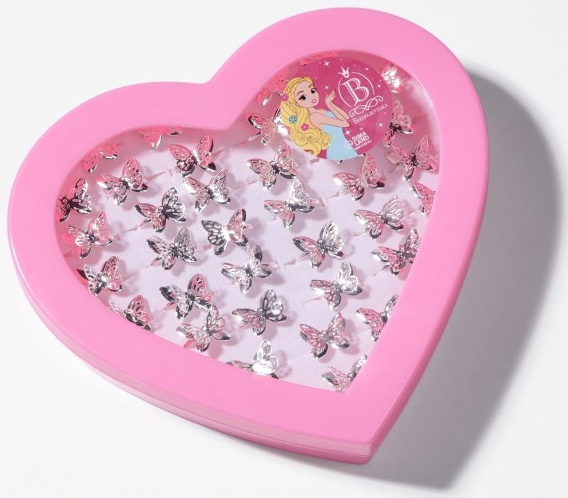 Кольцо детское Выбражулька «Бабочка ажурная», цвет серебро, безразмерное