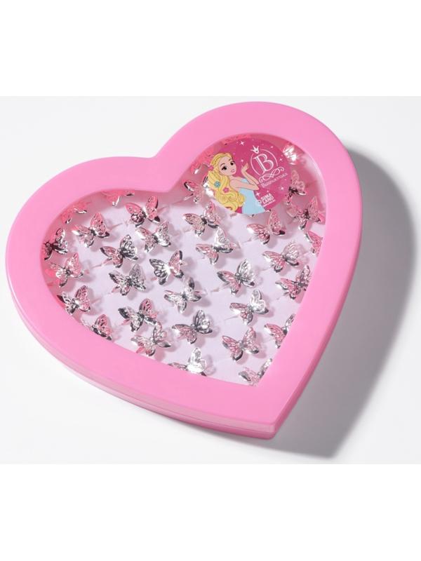 Кольцо детское Выбражулька «Бабочка ажурная», цвет серебро, безразмерное