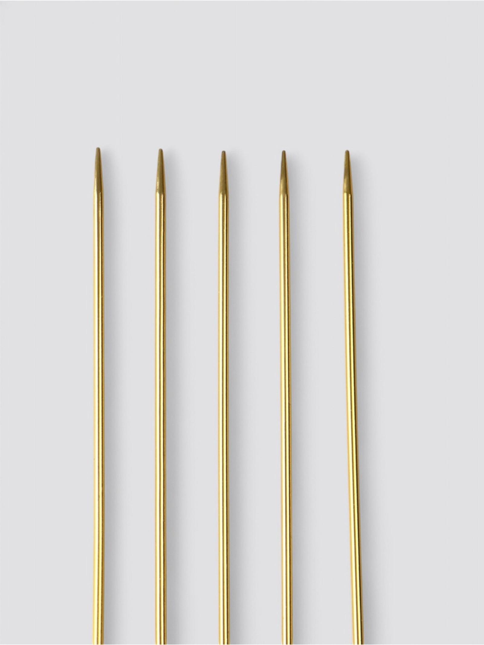 Спицы для вязания, чулочные, из алюминия, d=2 мм, 15 см, 5 шт., цвет золотой