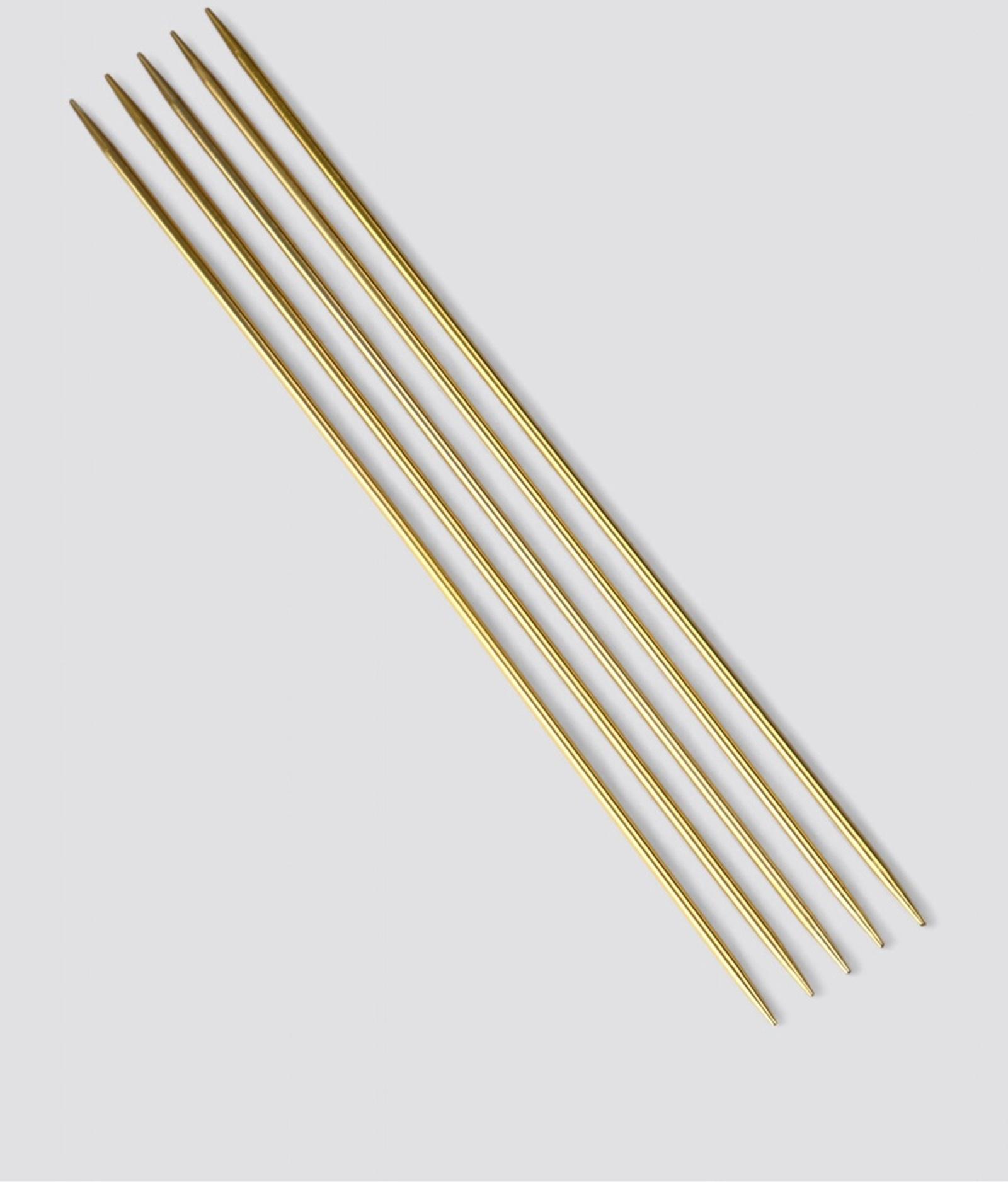 Спицы для вязания, чулочные, из алюминия, d=2 мм, 15 см, 5 шт., цвет золотой