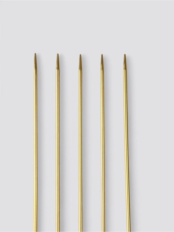 Спицы для вязания, чулочные, из алюминия, d=2 мм, 15 см, 5 шт., цвет золотой