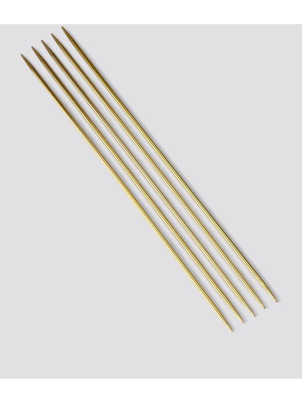 Спицы для вязания, чулочные, из алюминия, d=2 мм, 15 см, 5 шт., цвет золотой