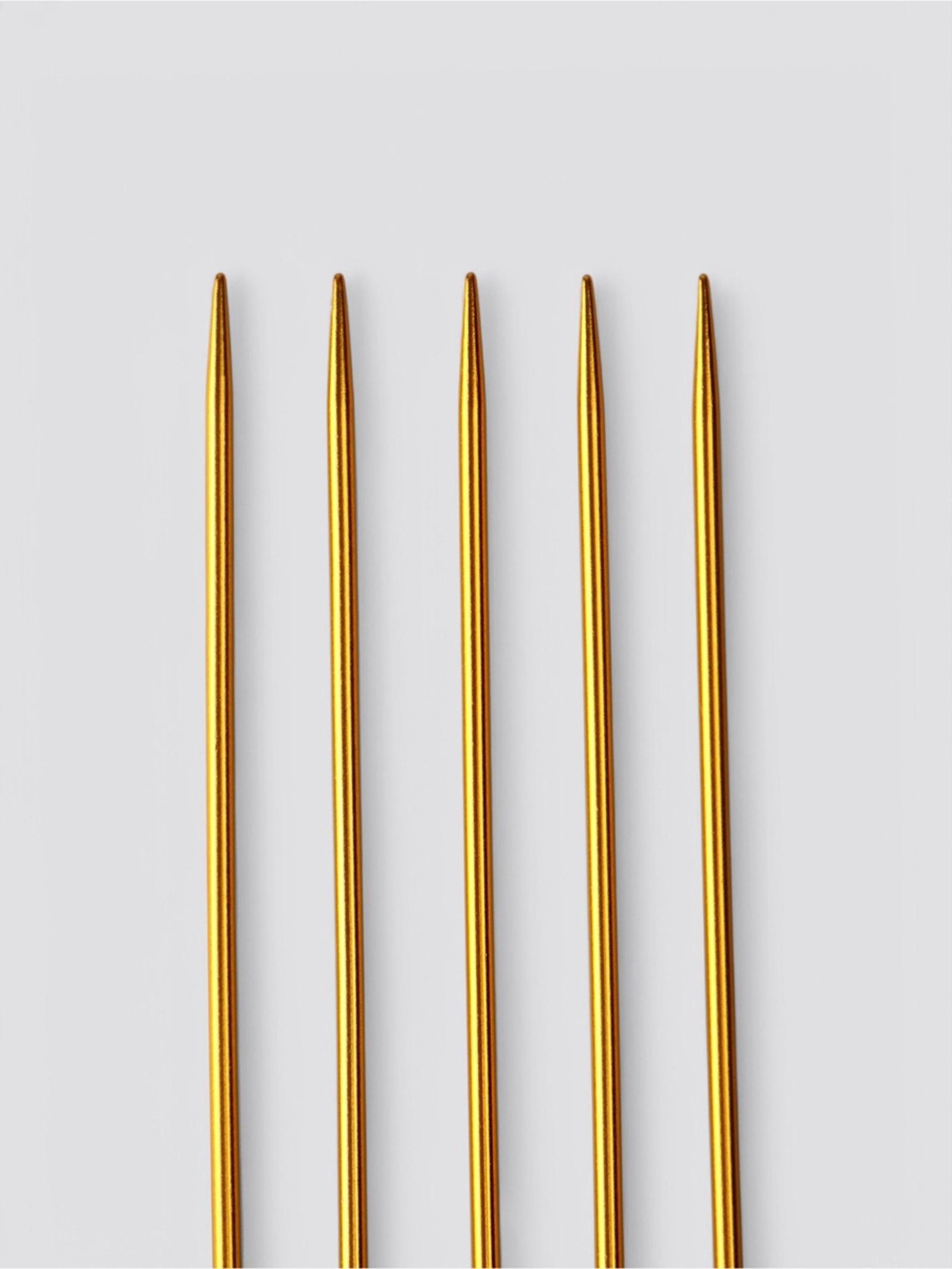Спицы для вязания, чулочные, из алюминия, d=3 мм, 15 см, 5 шт., цвет золотой