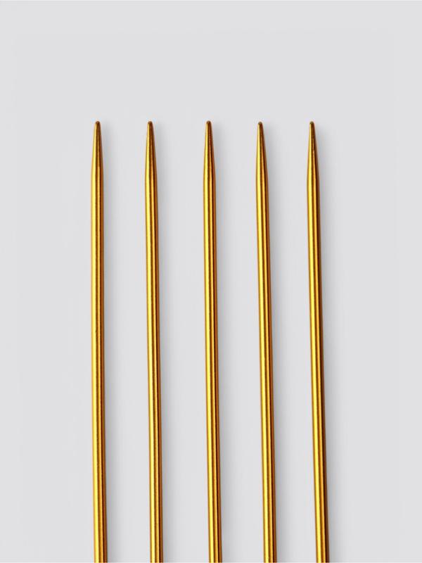 Спицы для вязания, чулочные, из алюминия, d=3 мм, 15 см, 5 шт., цвет золотой