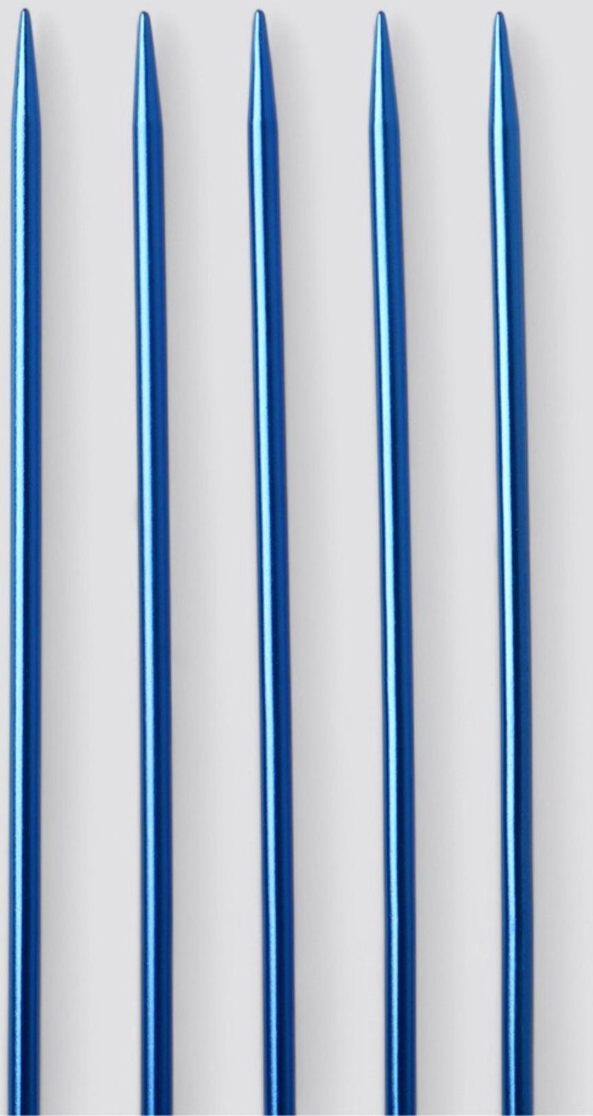 Спицы для вязания, чулочные, из алюминия, d=3.5 мм, 15 см, 5 шт., синие