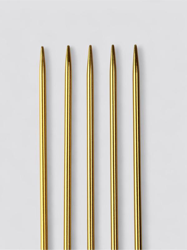 Спицы для вязания, чулочные, из алюминия, d=4 мм, 15 см, 5 шт., цвет золотой