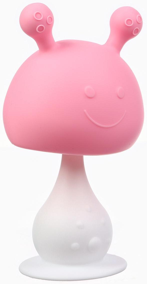 Прорезыватель силиконовый для зубов с погремушкой «Грибочек», цвет розовый, Крошка Я