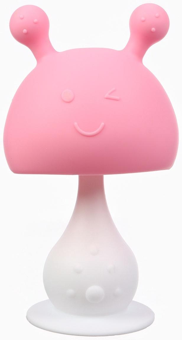 Прорезыватель силиконовый для зубов с погремушкой «Грибочек», цвет розовый, Крошка Я