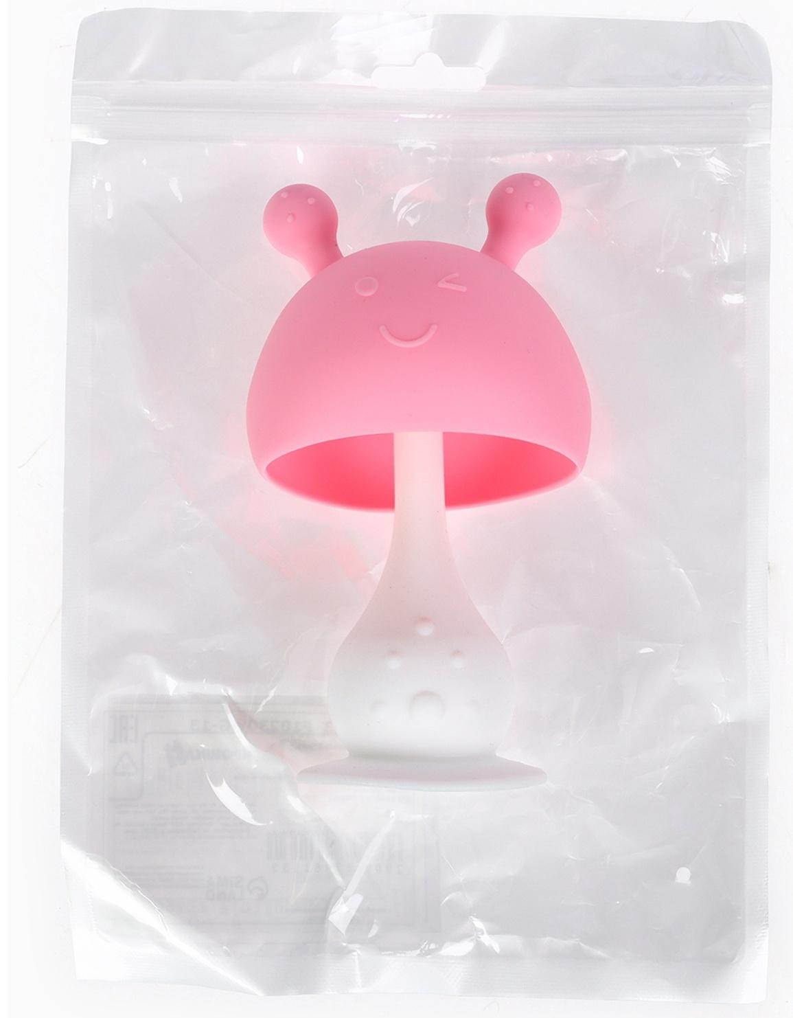 Прорезыватель силиконовый для зубов с погремушкой «Грибочек», цвет розовый, Крошка Я