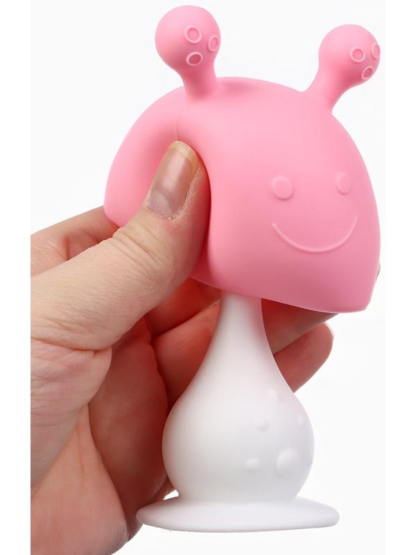 Прорезыватель силиконовый для зубов с погремушкой «Грибочек», цвет розовый, Крошка Я