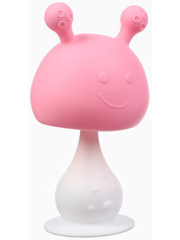 Прорезыватель силиконовый для зубов с погремушкой «Грибочек», цвет розовый, Крошка Я