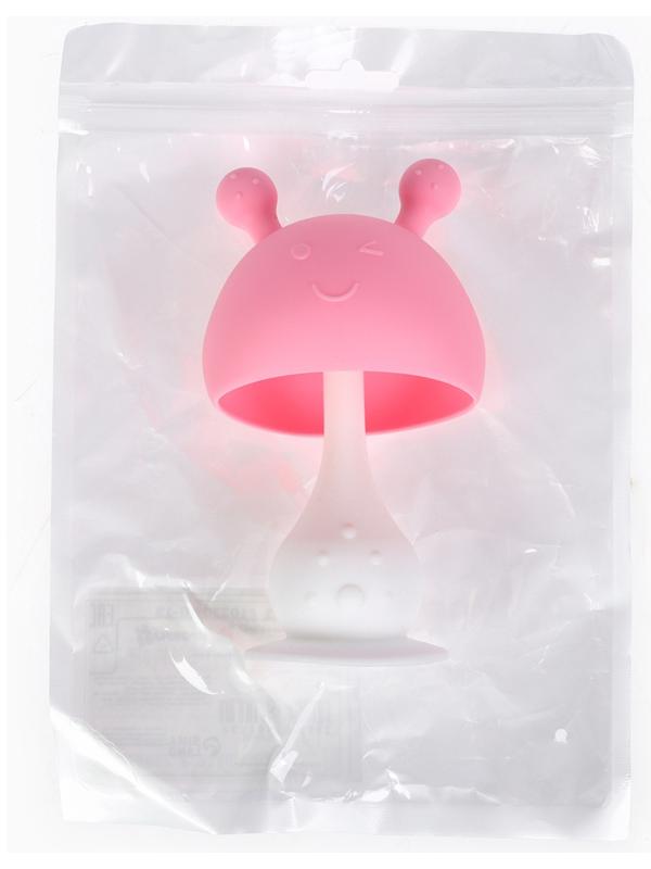 Прорезыватель силиконовый для зубов с погремушкой «Грибочек», цвет розовый, Крошка Я