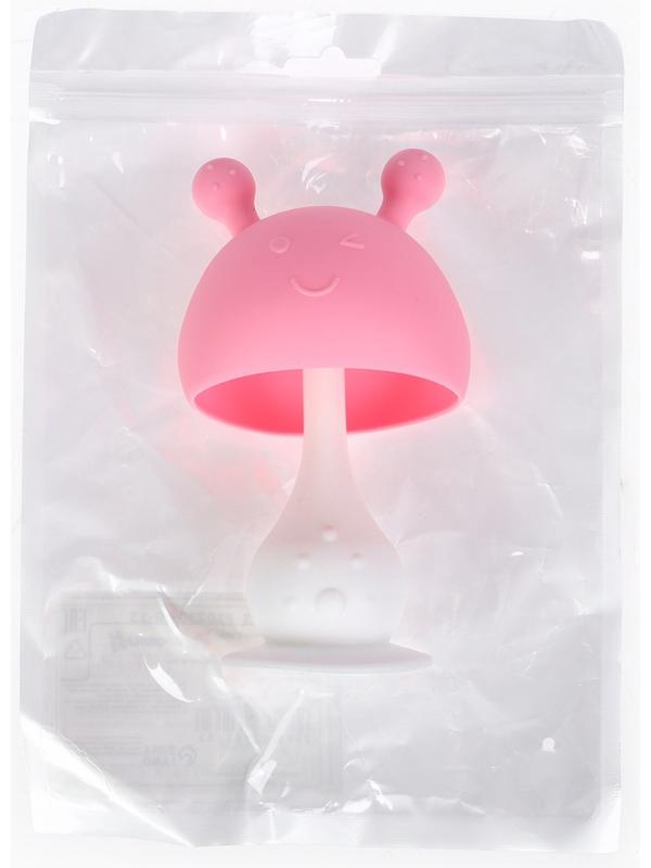 Прорезыватель силиконовый для зубов с погремушкой «Грибочек», цвет розовый, Крошка Я