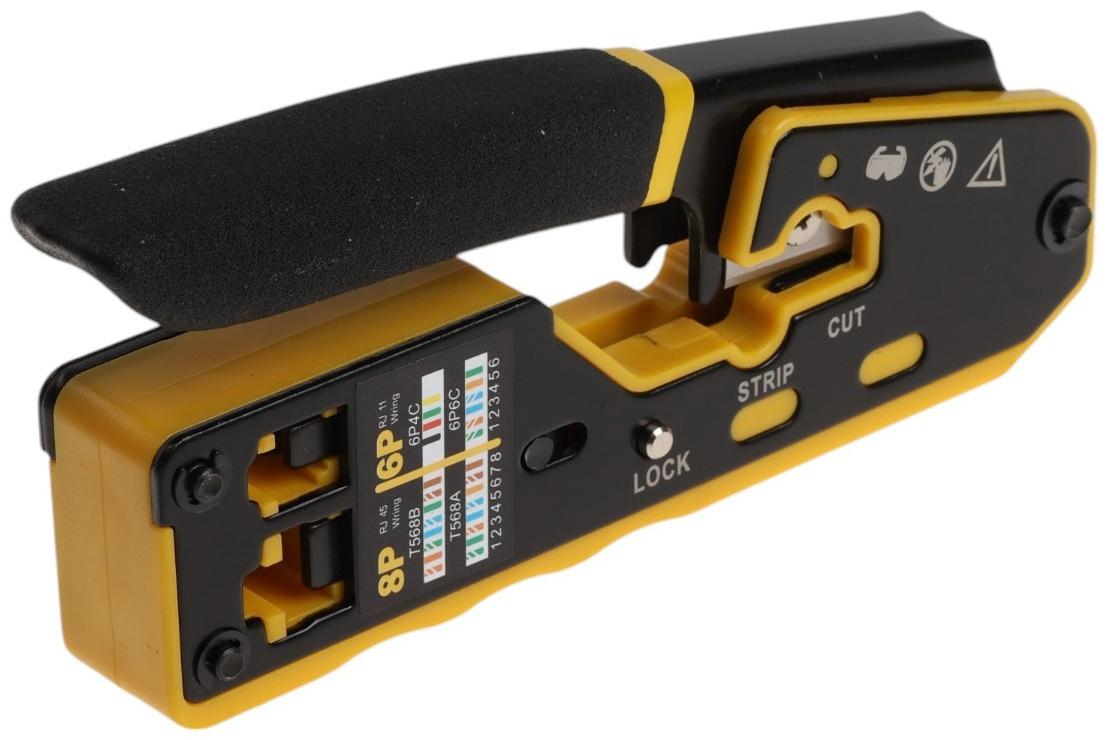 Кримпер ТУНДРА, обжим пластиковых клемм RJ45 RJ11/12, зачистка до 7 мм