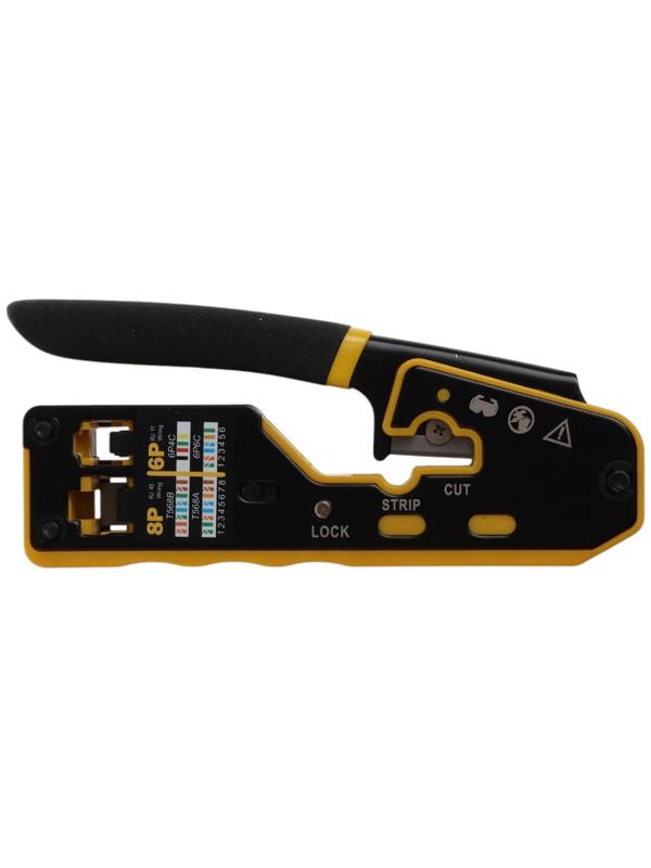 Кримпер ТУНДРА, обжим пластиковых клемм RJ45 RJ11/12, зачистка до 7 мм