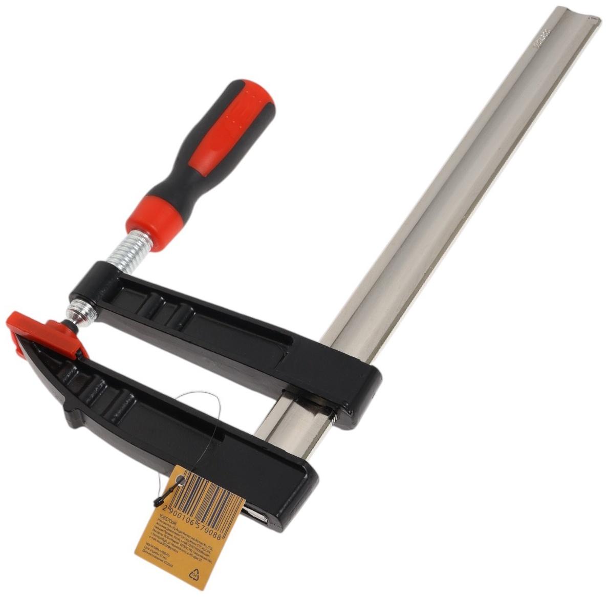 Струбцина F-образная усиленная ТУНДРА, тавровый профиль, 2К рукоятка, 300×120×390 мм