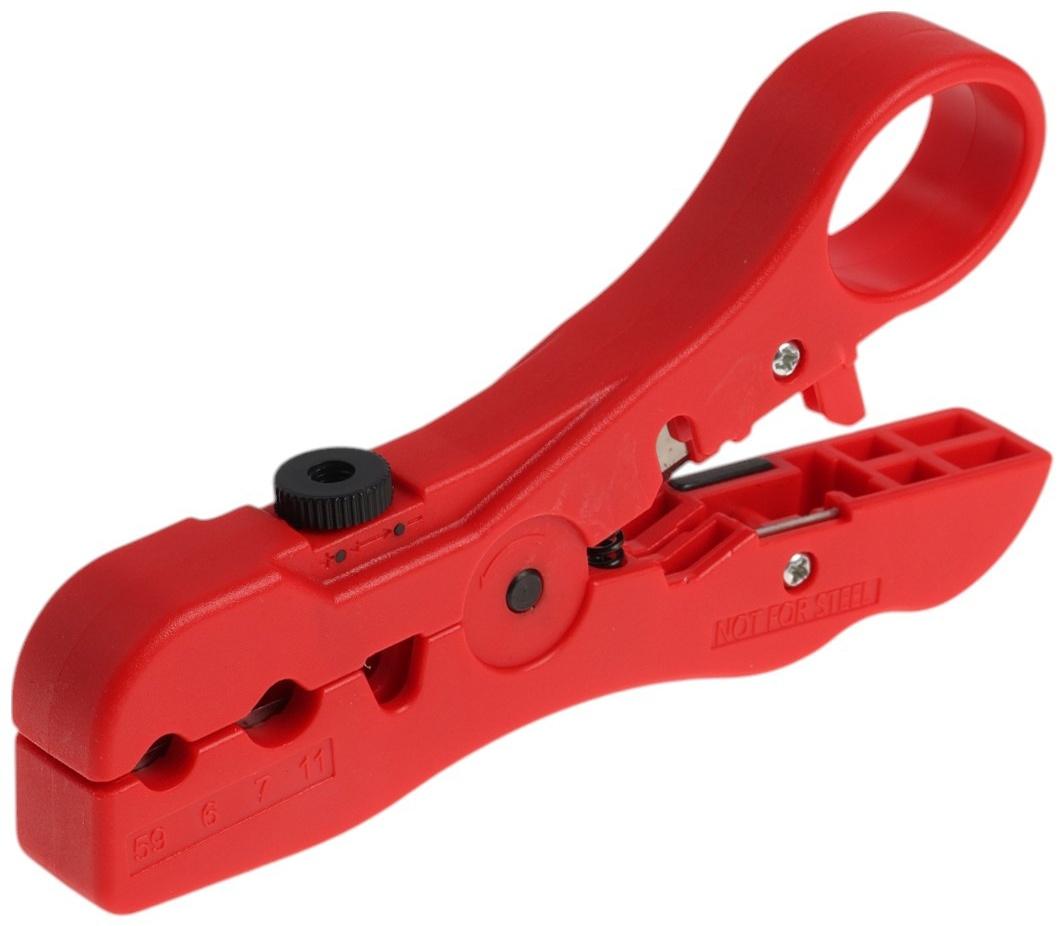 Стриппер ТУНДРА, для зачистки и обрезки витой пары, коаксиального кабеля RG-59/6/7/11