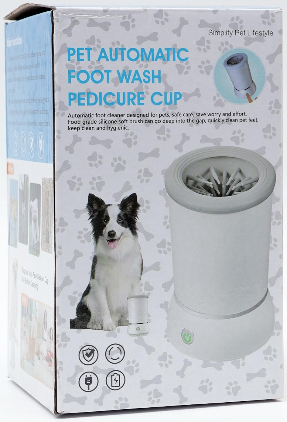 Лапомойка для собак и кошек FW-01, автоматическая, от батареек, белая