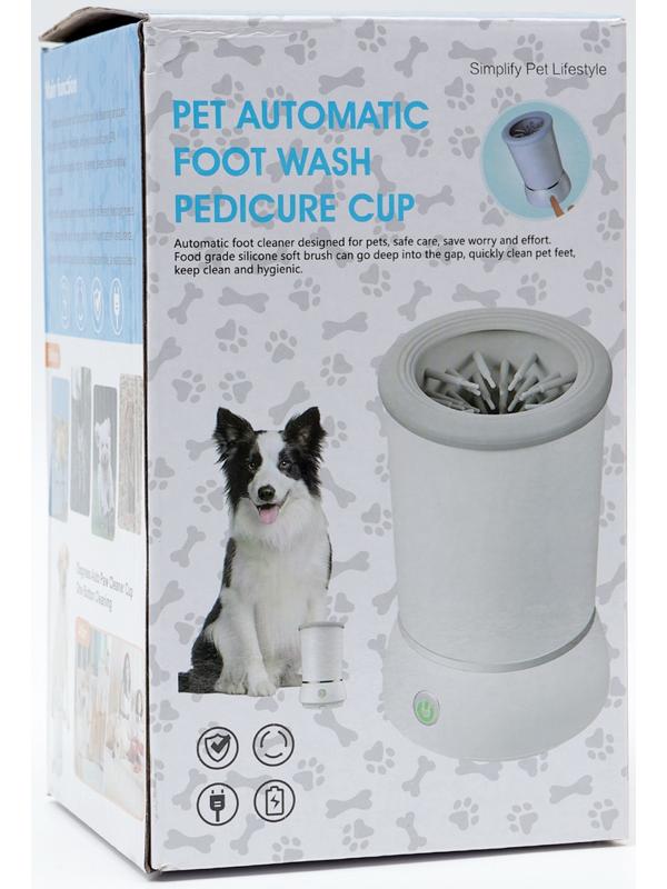 Лапомойка для собак и кошек FW-01, автоматическая, от батареек, белая